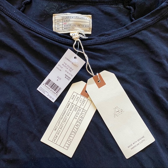 CURRENT/ELLIOT THE DOUBLE RUFFLE TEE BLACK NWT - Picture 6 of 7